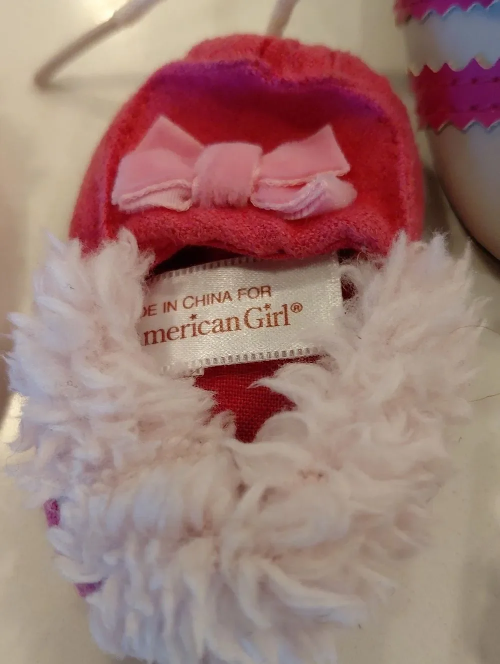 American Girl Pink PlushSlippers. Gray-Pink Sneakers & Pale Pink Ballet Shoe .